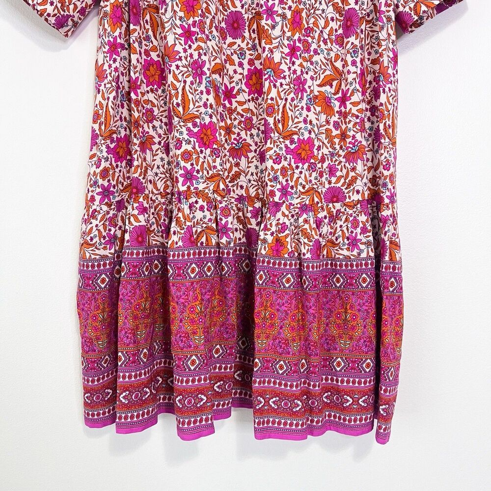 Natural Life Becca Dress Small Pink Floral Pockets NWOT Boho Tiered Cottage - Picture 5 of 11